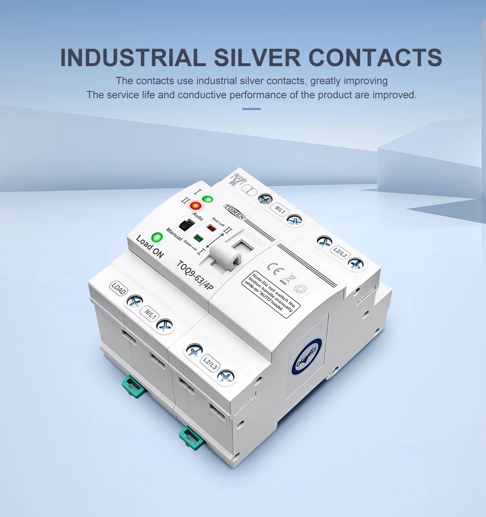 

TOMZN TOQ9 Slim ATS – Dual Power Auto Transfer Switch, 2P/4P, 230V AC, 63A, DIN Rail, 50/60Hz, Uninterrupted Changeover