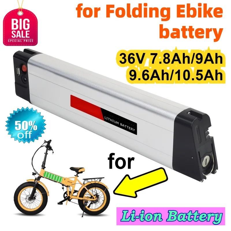 

36V Lithium Battery for Electric Bicycles 7.8V 9Ah 9.6Ah Li-ion Batteries Rechargable for Folding Ebike 18650 Batterie Pack