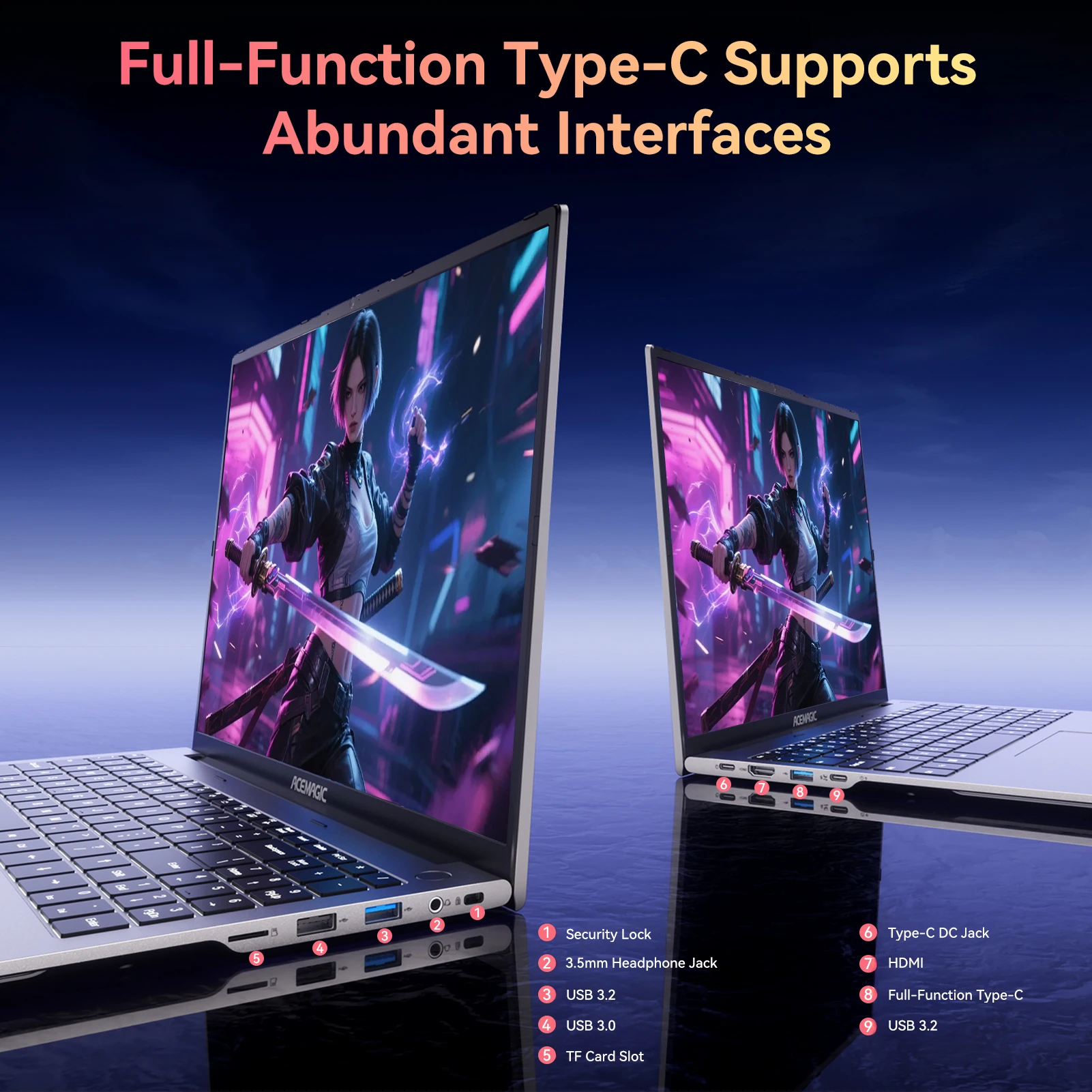 كمبيوتر محمول للألعاب ACEMAGIC RX16 Ryzen 7 7735HS DDR5 16GB SSD 512GB 4400mAh Ryzen تردد يصل إلى 4.75 جيجا هرتز WiFi 6 + BT5.2 180 °   الخلفية