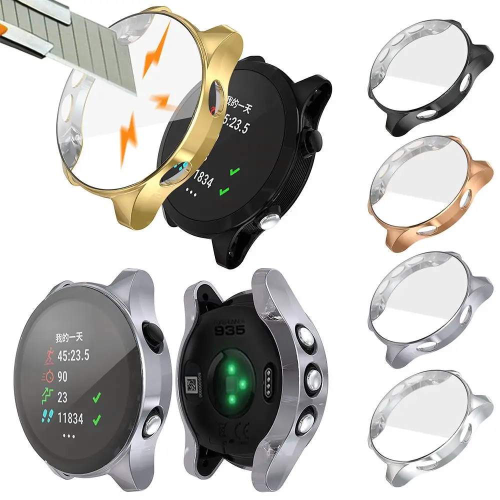 

Smart Shockproof Silicone Shell TPU Watch Case Touch Protective Cover Screen Film For Garmin Forerunner 935 945
