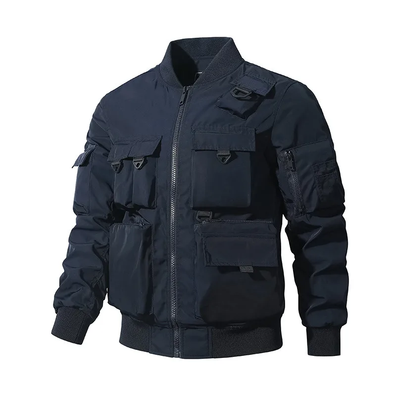 

Men's jacket Spring and Autumn loose casual top Functional multi pocket work jacket Flying jacket Motorcycle tactical jacket