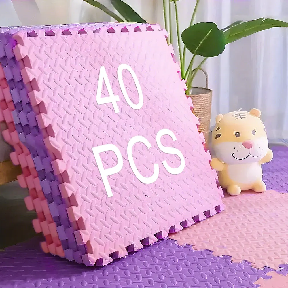 Tappetini in schiuma Eva ad alta densità da 20/40 pezzi (rosa-viola), con pannelli in schiuma ad incastro - Antiscivolo, silenzioso, durevole, confortevole, ideale per pavimenti da palestra, tappetini