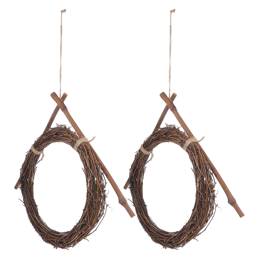 

2PCS Rattan Wreath Frames Natural DIY Christmas Wall Decor Floral Ring Supplies Craft Wedding Decor Garden Use