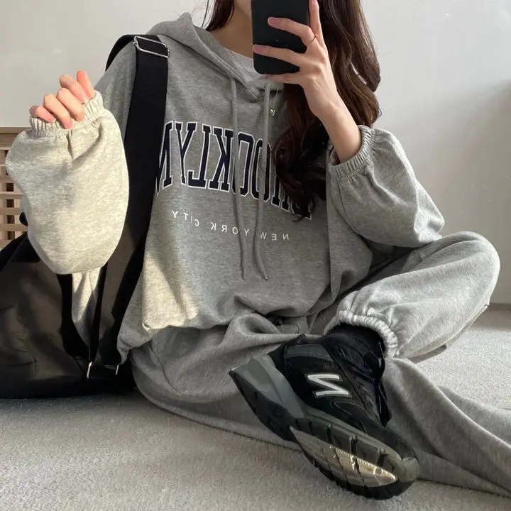 Spring Women Cotton Sweatshirt Suit Oversized Sets Female Loose Sweatshirt + Long Pants Suits Short Sets Conjuntos De Pantalón