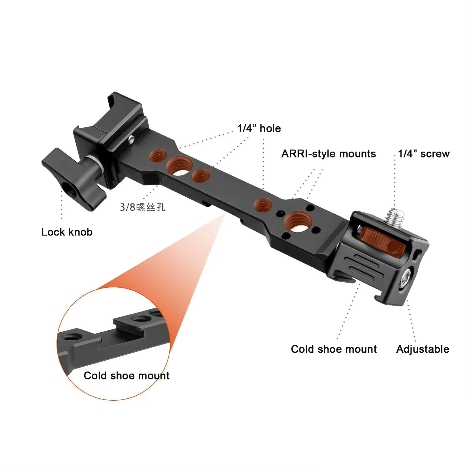 Ronin SC S Monitor Mount Rotatable Magic Arm with 1/4 Thread Cold Shoe Mount  ARRI Mount for Mic Light Stand for DJI Ronin RS3