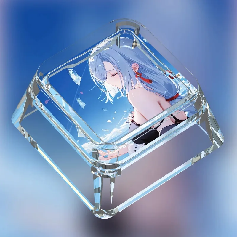 Genshin Impact Keycaps Shenhe Anime Custom Artisan Point Key Cap Transparent Personalized Original Mechanical Keyboard Keycap