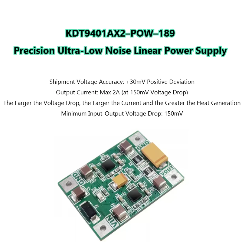 TPS7A9401 Ultra-low Noise Linear Power Supply Module Two Pieces Parallel 2A High Power Output Current Mini KDT9401AX2-POW-189