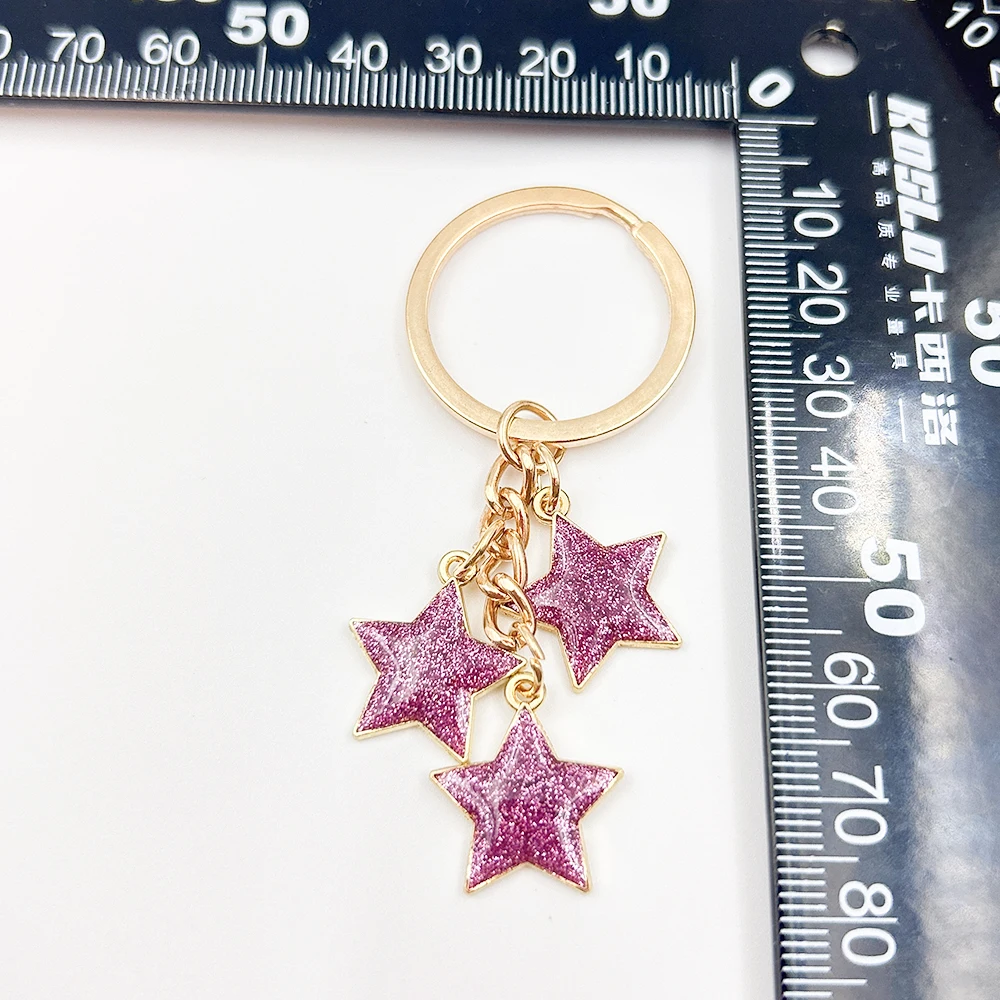 New Fashion Shining Star Oil Enamel Charms KeyChain Key Chain Car Keyring Women Child Gift Jewelry