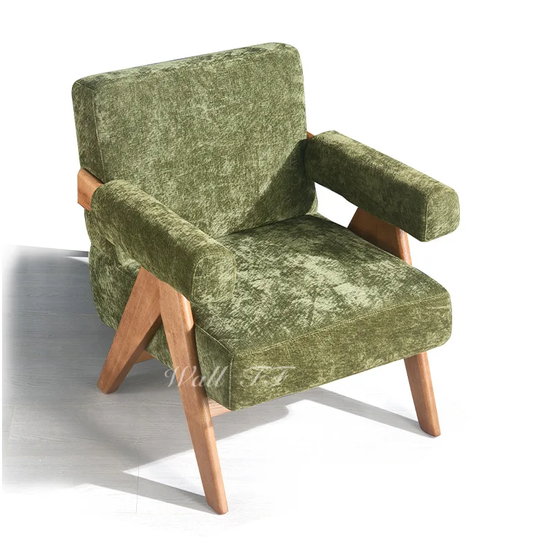 

Retro style negotiation conference leisure chair solid wood armrest simple living room single chair Internet celebrity light lux