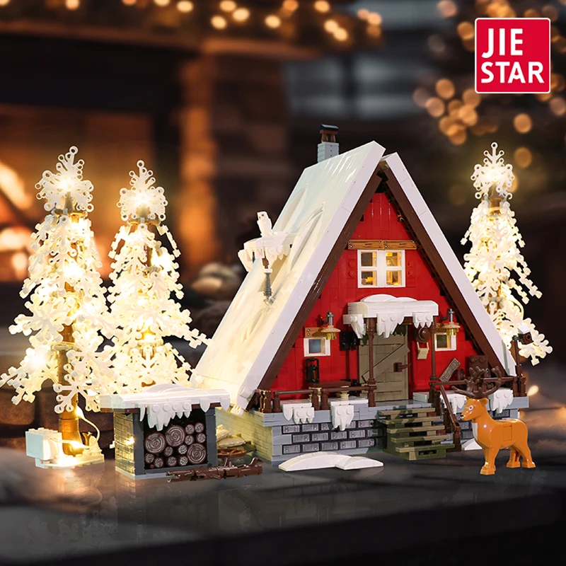 Weihnachts kabine Baustein 2355pcs Puzzle Montage Weihnachten warmes Holzhaus Modell Moc für Jungen Lernspiel zeug