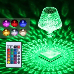 LED Acrylic Desk Lamp Diamond Crystal Table Lamp Creative Transparent Prism Night Light Touch Control For Bedroom Restaurant