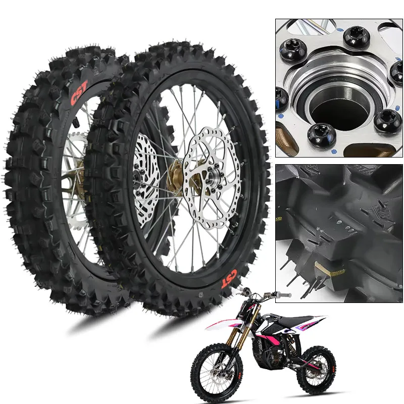 60/100-14 Front+70/100-12 Rear Wheel Set for Surron Hyper Bee Motorcycles on Road Wheel Kit Electric Dirt Bike Motor Accessories