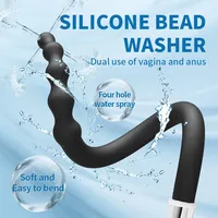 Silicone Long 58cm Anal Beads Plug Dilator Douche Enema Vagina Cleaning Kit Buttplug Syringe Shower Head Gay Sex Toy For Couples