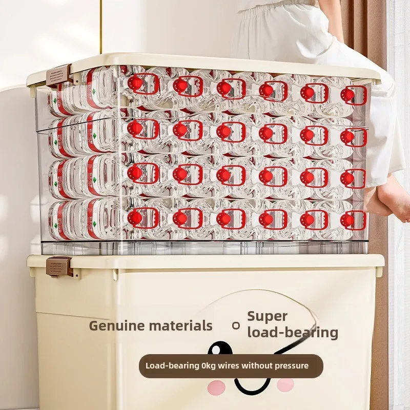 Thickened extra large storage box Household plastic clothes pants dust storage box Bedroom wardrobe storage box