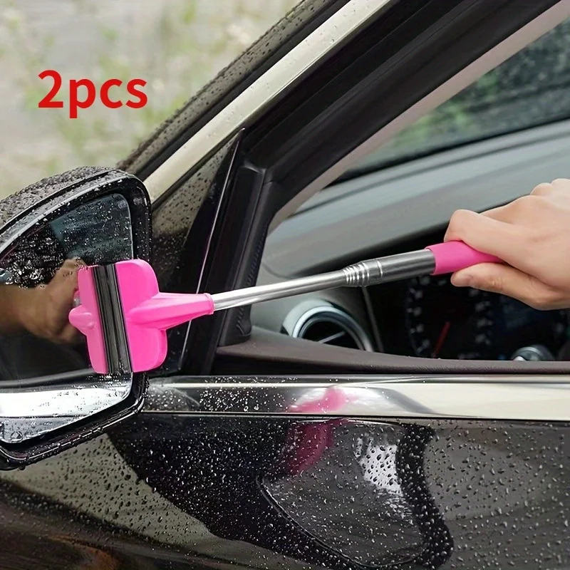 2pcs Scalable portable wiper: perfect for cleaning car rearview mirrors, gas station windows, shower windows, and windshields!
