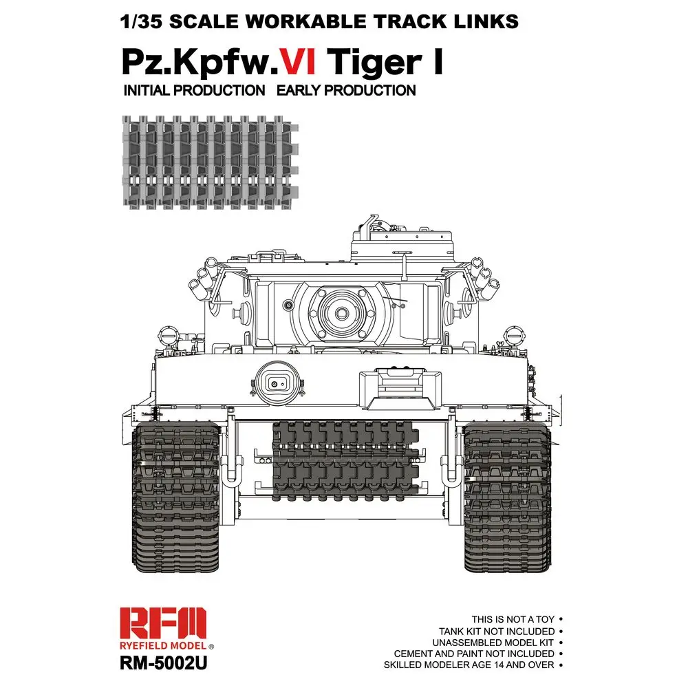 

RYEFIELD MODEL RFM RM-5002U 1/35 Workable track for Tiger I early production - Scale Model Kit