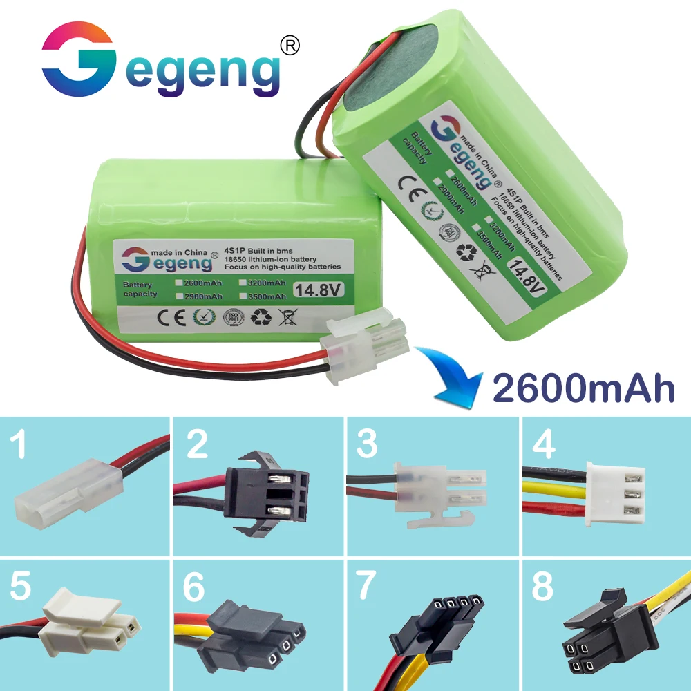 Gegeng 14.8V/14.4V 4S1P 2600mAh Vacuum Cleaner Battery for POLARIS/Liectroux/Conga Excellence/XIAOMI MIJIA/ILIFE/RoboVac/Deebot