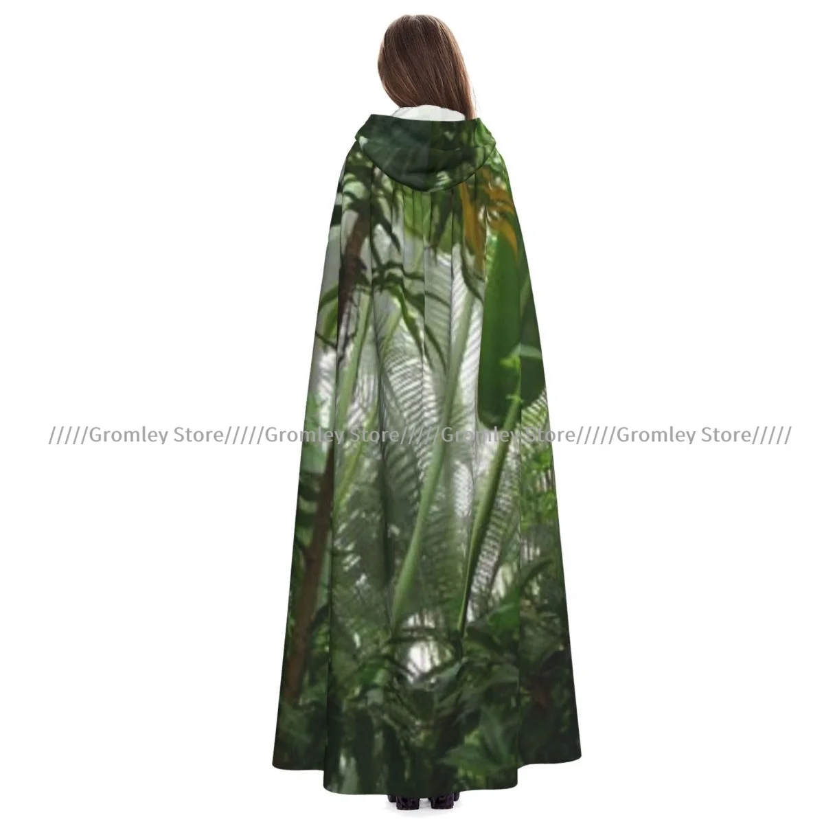 Witch Long Hooded Robe Tropical Rainforest Preservation Humidity Palm Tree Wild Misty Nature Cloak Cosplay Costumes for Adult