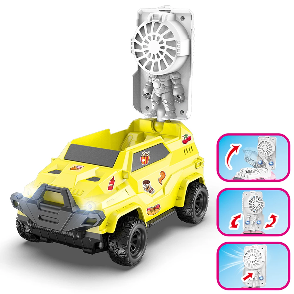 

9IMOD RC Car DIY Sticker Fan Car 2.4GHz 4 Channel 10KM/H 1:24 RC Fan Car 30M RC Distance Fan And Remote Control Car 2in1 Kid Toy