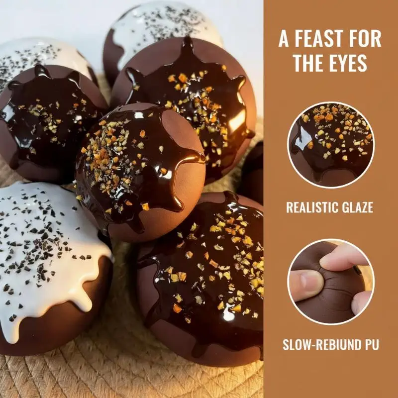Slow Rising Squishy Fidget Toy Cute Chocolate Nut Topping Dessert Stress Relief Toy for School Office Anti-Anxiety