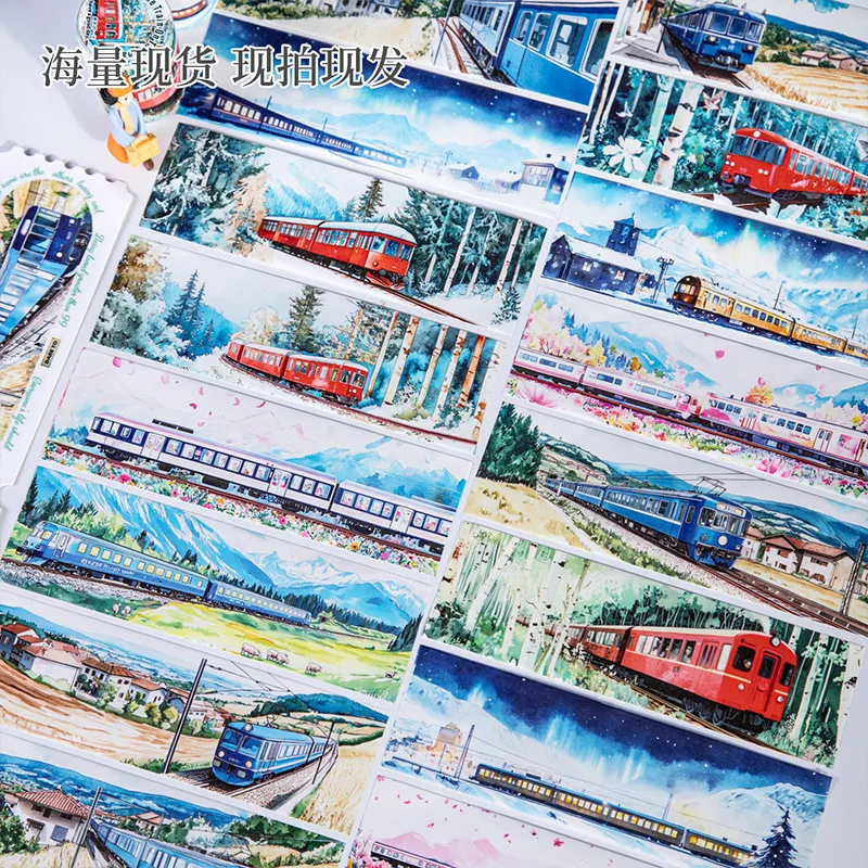 1 Buah/1Lot Pita Perekat Dekoratif Hewan Peliharaan Kereta Menuju Jalan Pita DIY Kertas Scrapbooking Stiker Jepang