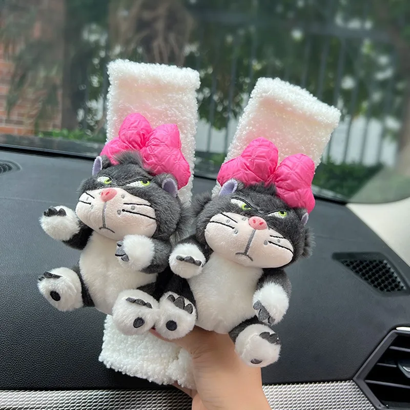 Cute Cartoon Cat Toy Animal Car Seat Belt Soft Plush Cat Seat Belt Cover Shoulder Strap Harness Cushion Shoulder Pad Protector