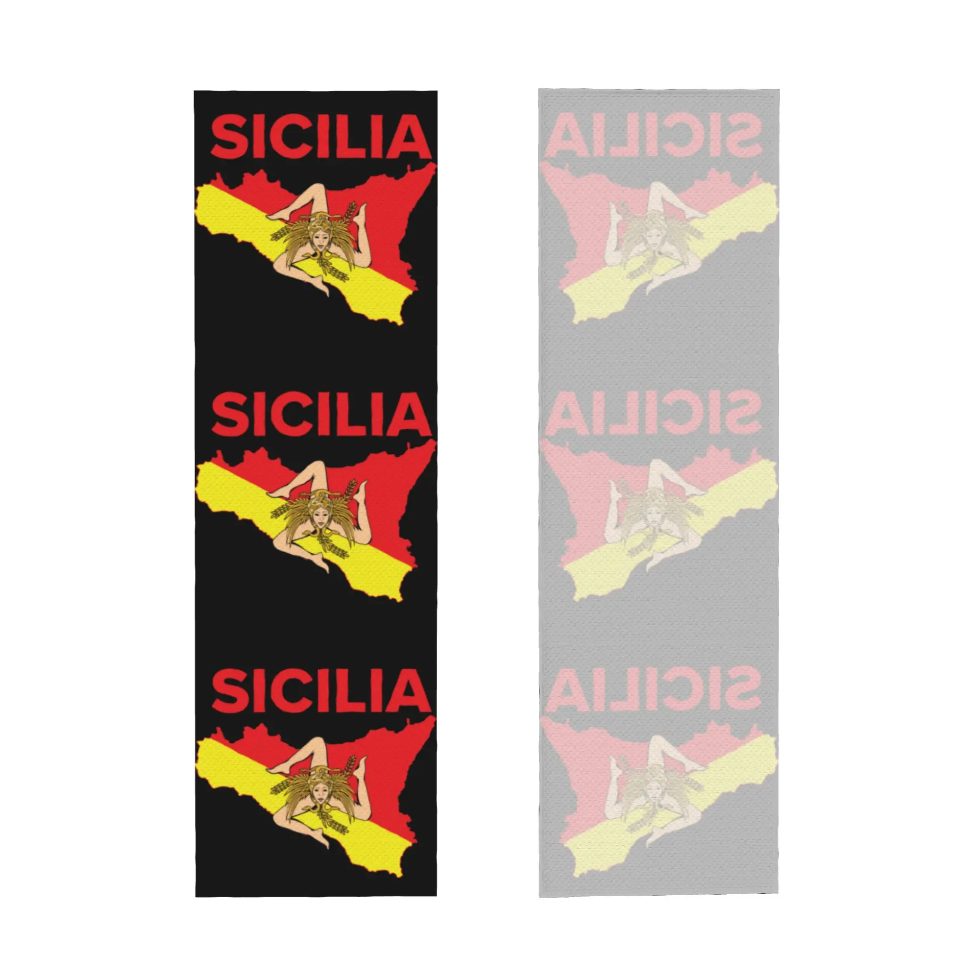 Map of Sicily Trinacria Cold Exercise Towel Face Towel Quick Dry Sicilian Pride Bath Breathable Cold Towel