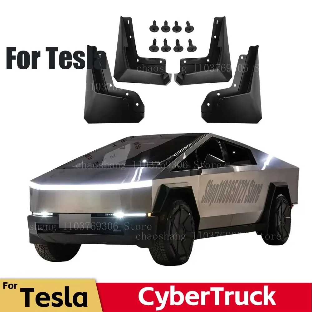 

Брызговики для Tesla Cybertruck 2023 2024, брызговики для пикапа, грязевые щитки, брызговики, передние и задние колеса, брызговики, аксессуары для автомобиля, 4 шт.