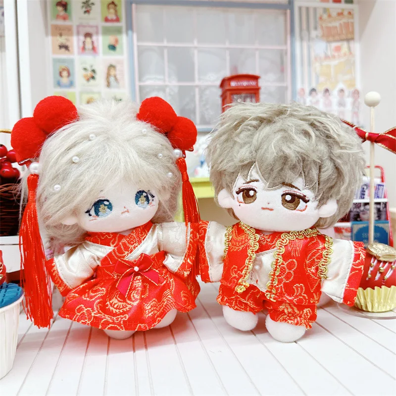 Doll Clothes for 10/20cm Kawaii Soft Red New Year Suit DIY Doll Dress Up Clothes Accessories for Plush Cotton Doll Cute Soft Toy