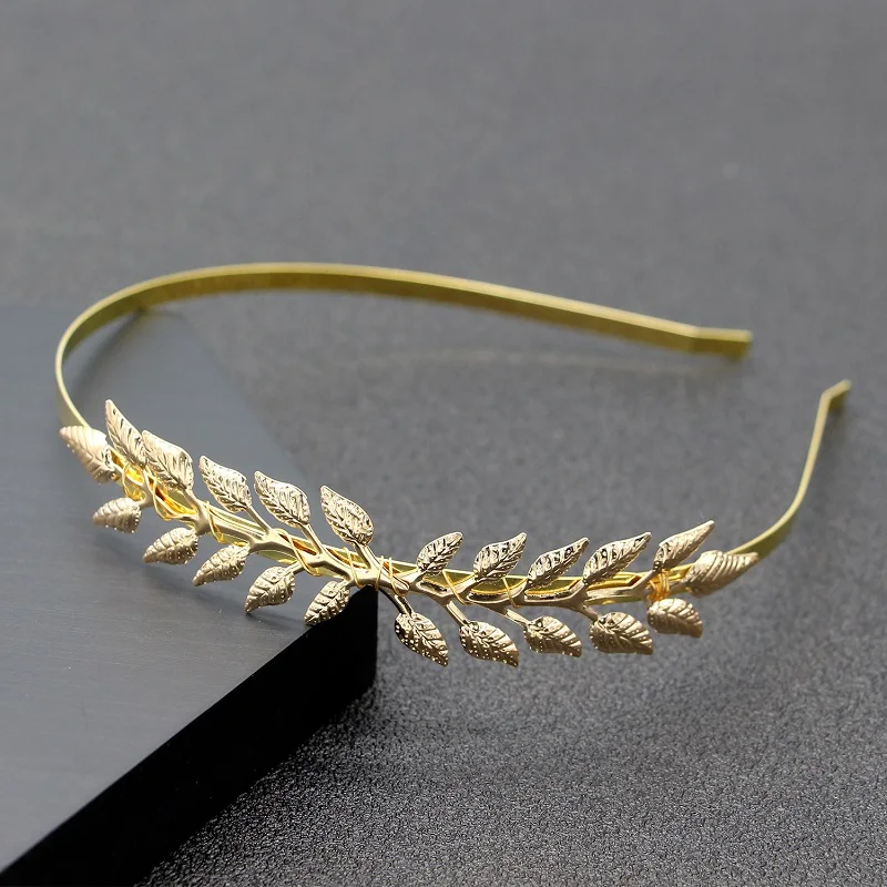 Fashion Gold Plated Metal Leaf Headband Hairband for Women Wedding Hair Accessories Tiara Elegant Leaves Head Piece