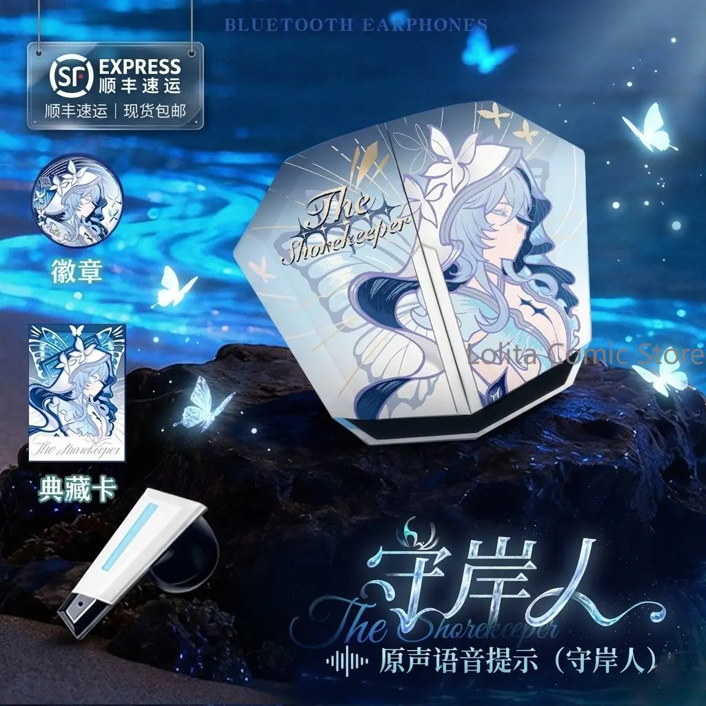 Wuthering Waves The Shorekeeper Fan Made Half In-Ear Wireless Bluetooth Earbuds Anime With Game Voice Prompt gift