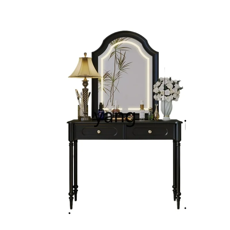 

LTT American retro style solid wood dresser chest small bedroom dresser integrated makeup mirror