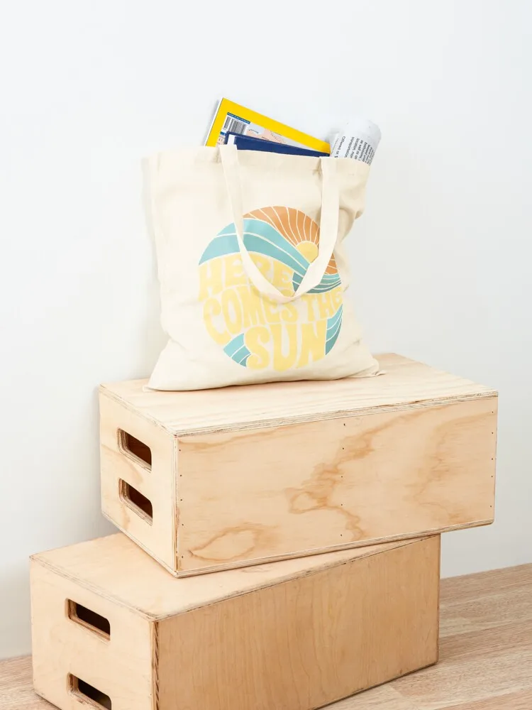 Groovy Here Comes the Sun Tote Bag Lady bags bags luxury women Custom bag tote bag men's