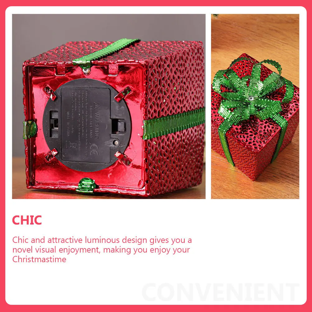 

Iron Xmas LED Gift Box Luminous Party Decoration Lighted Gift Box Home Desktop Ornament Xmas Party Favors Shop Window Ornaments