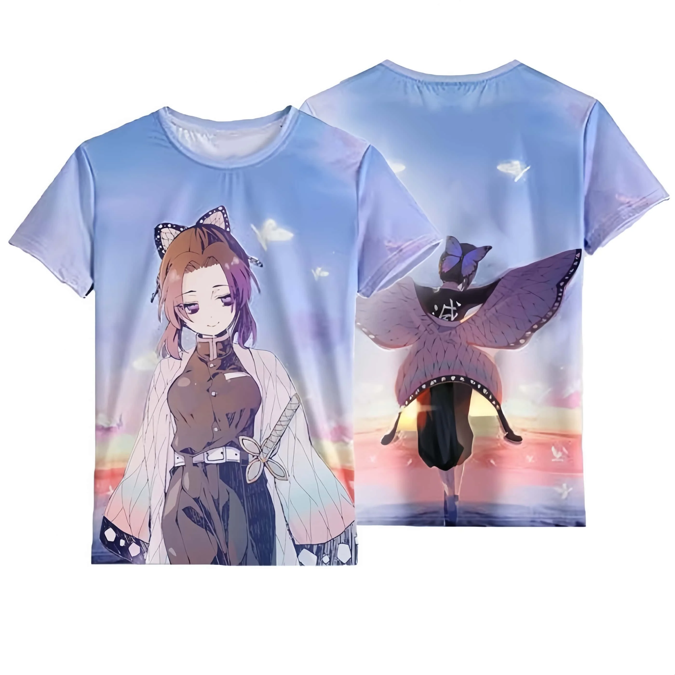 2026 New Ghost Slayer Blade You Bean Tie Dye T-shirt Anime Merchandise Unisex Summer Plus Size Short Sleeved Shirt Kids