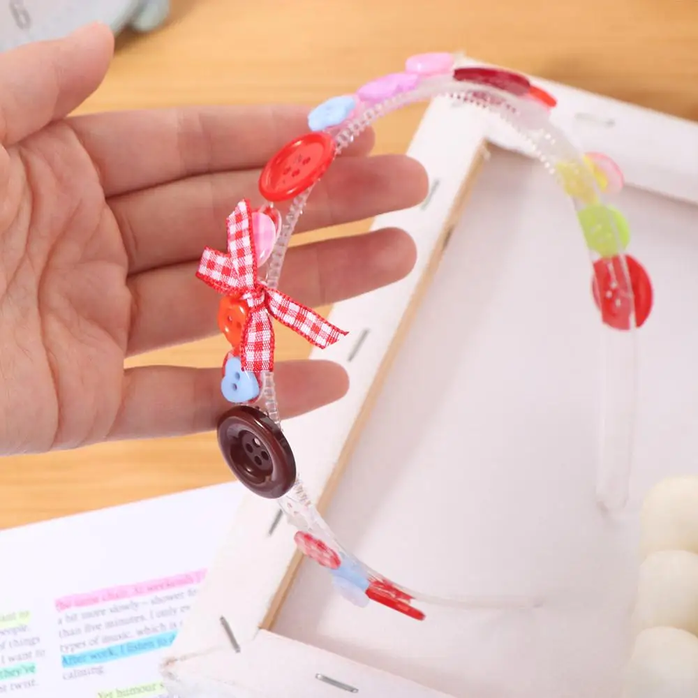 Повязка на голову с цветными пуговицами дофамина для мытья лица Y2k, детская повязка для волос, головные уборы, корейский стиль, заколка для волос с бантом, реквизит для фотосъемки