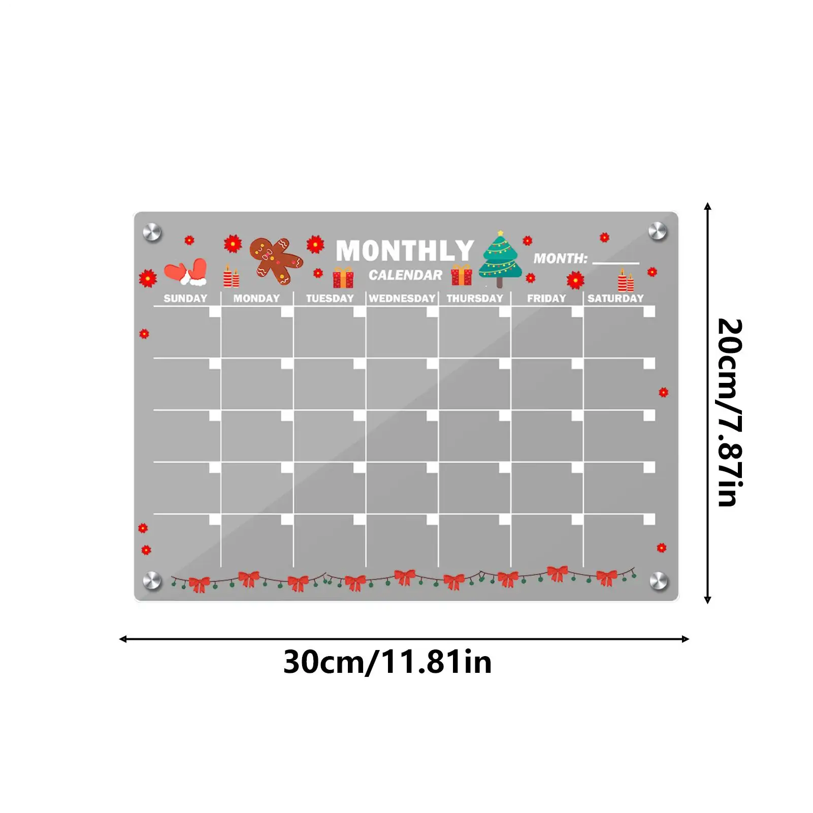 لوح مسح جاف مغناطيسي، تقويم شهر واضح، مخطط شهري مغناطيسي من الأكريليك لثلاجة النوم، معلمي شقة المطبخ