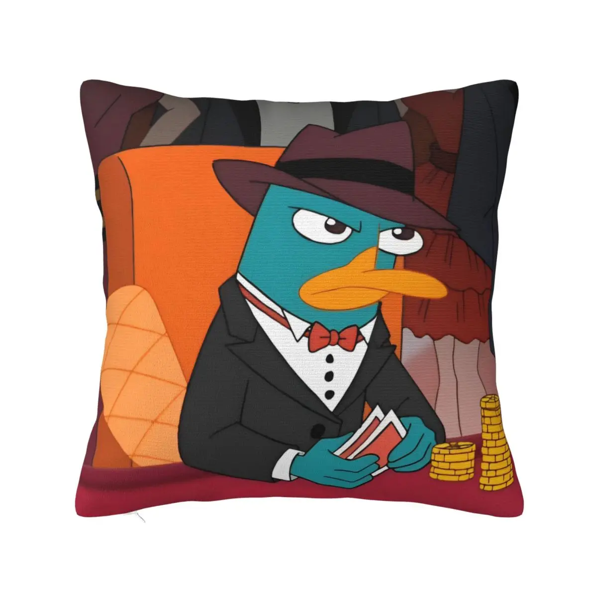 Perry The Platypus Square Pillow Covers Polyester Bed Car Cartoon Cushion Cover Cool Decor Pillowcase 40*40