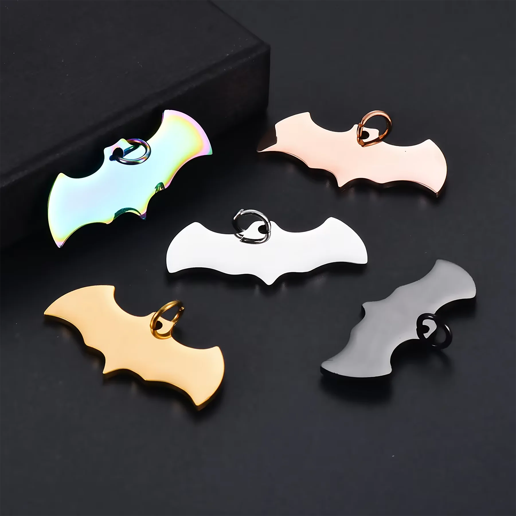 Großhandel 4 Stück/Set Fledermaus-Anhänger Edelstahl-Charms für DIY-Schmuckherstellung Halsketten-Anhänger Halloween-Geschenk – Detail 8