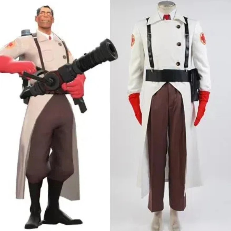 IN STOCK Team Fortress 2 The Medic Dr. Ludwig Uniform Outfit Cosplay Costume Halloween Theme Party