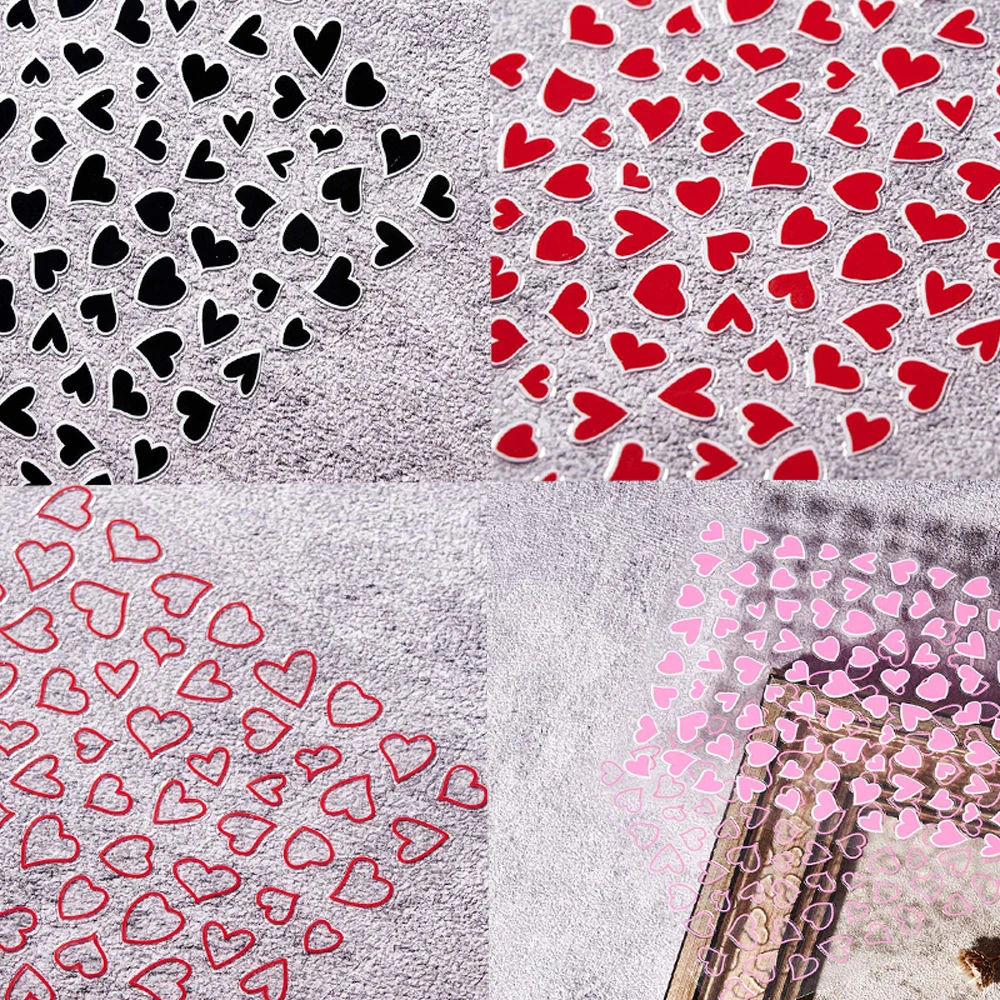 Heart Nail Art Sticker heart nail decal/ Heart nail decals/Nail tattoo/ Pink heart nail sticker love Hearts Hollow Heart Stick,5