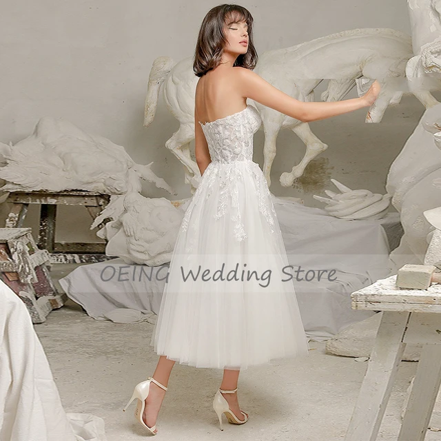 Short illusion wedding dress hot sale