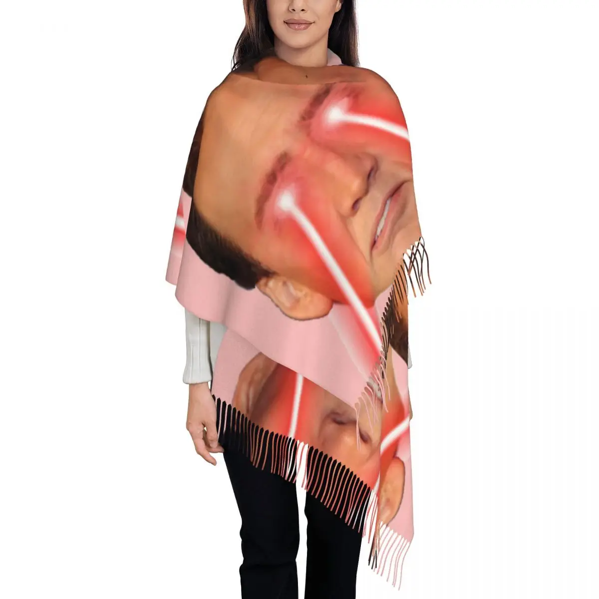 

Николас Рэй, шаль, женский зимний теплый длинный мягкий шарф, клетка, мем, забавный шейный платок с принтом лица, шарфы с кисточками