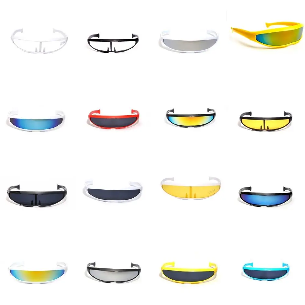 Futuristic Narrow Cyclops Visor Sunglasses UV400 Mirrored Lens Personality Costume Eyewear Glasses For Men Women Cool