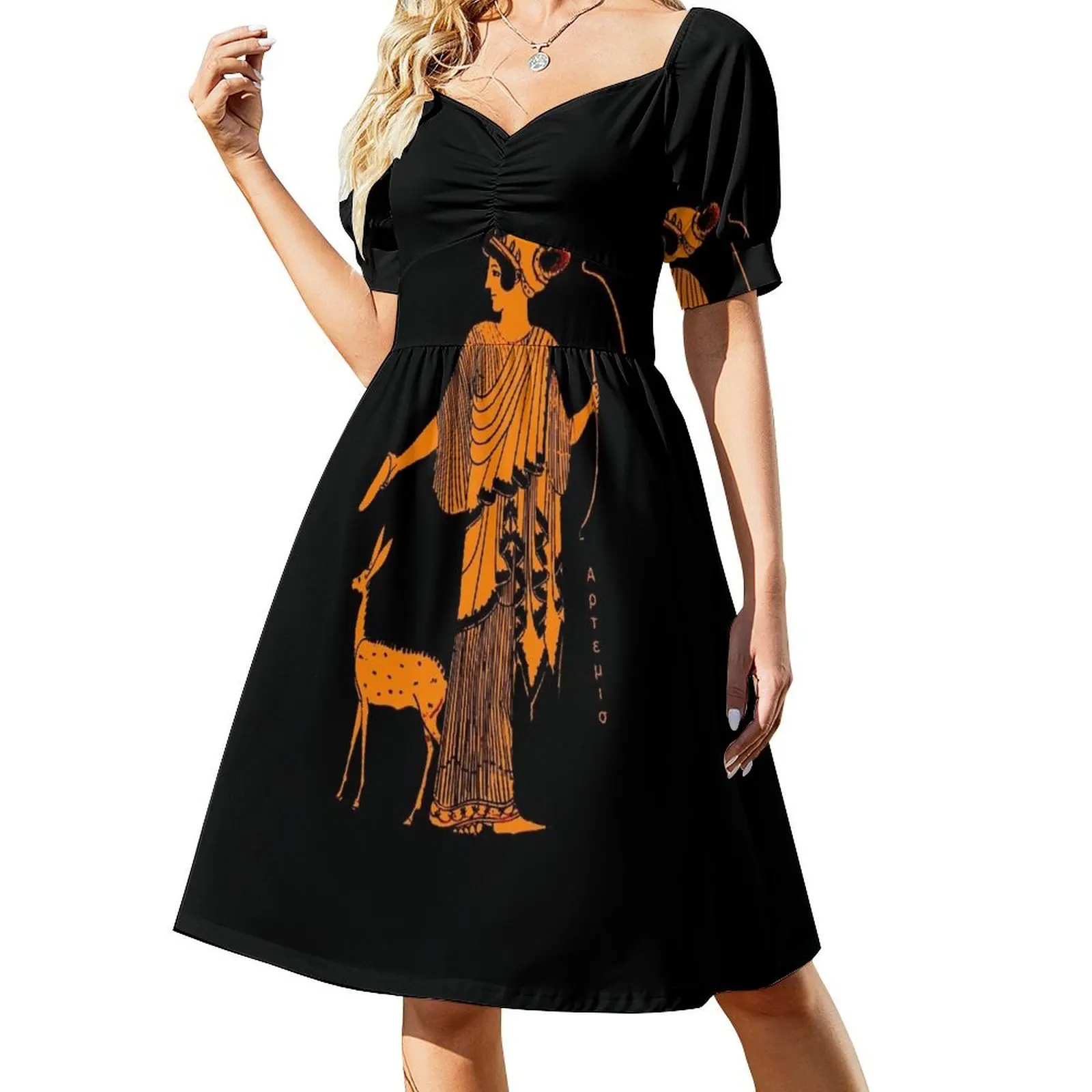 Artemis red figure abito dal design greco antico abiti da ballo abiti da donna 2024