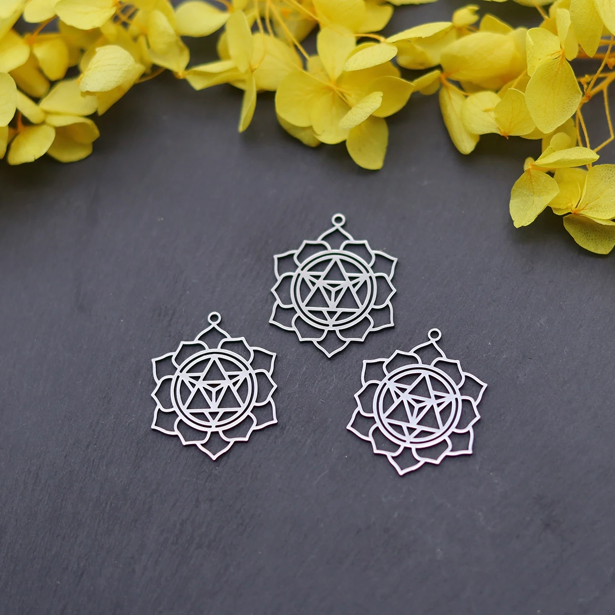 3pcs Merkaba Chakra Pendant Star Tetrahedron Sacred Charm For Necklace Earrings Jewelry Making Stainless Steel DIY Accessories
