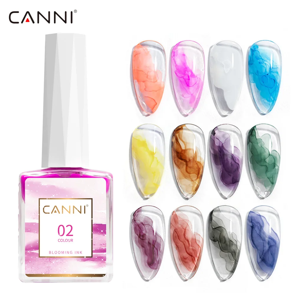 Canni Silber Gold Rosa Rose blühende flüssige Luft trocken Nagel kunst Design Ven alisa Aquarell Tinte Rauch effekt Malerei Nagellack