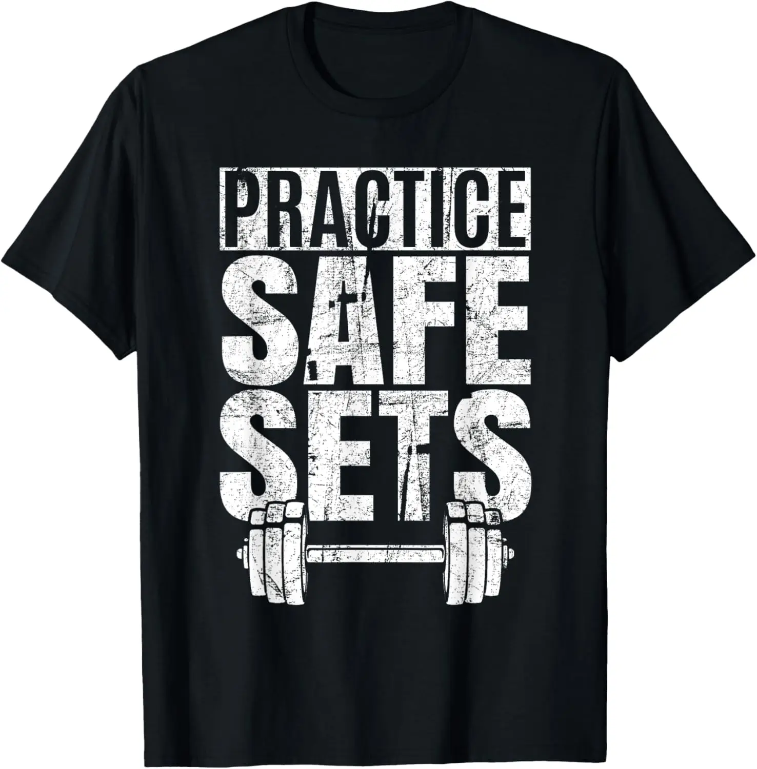 

Funny Practice Safe Sets - Weight Lifting T-Shirt Print Original Design Gifts Vintage T Shirt Mens Clothing Ropa Hombre