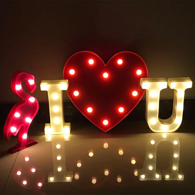 Love LED Night Lamp Romantic Valentine\'s Proposal 3D LOVE LED Letter Sign Night Light Party Baby Bedroom Decoration