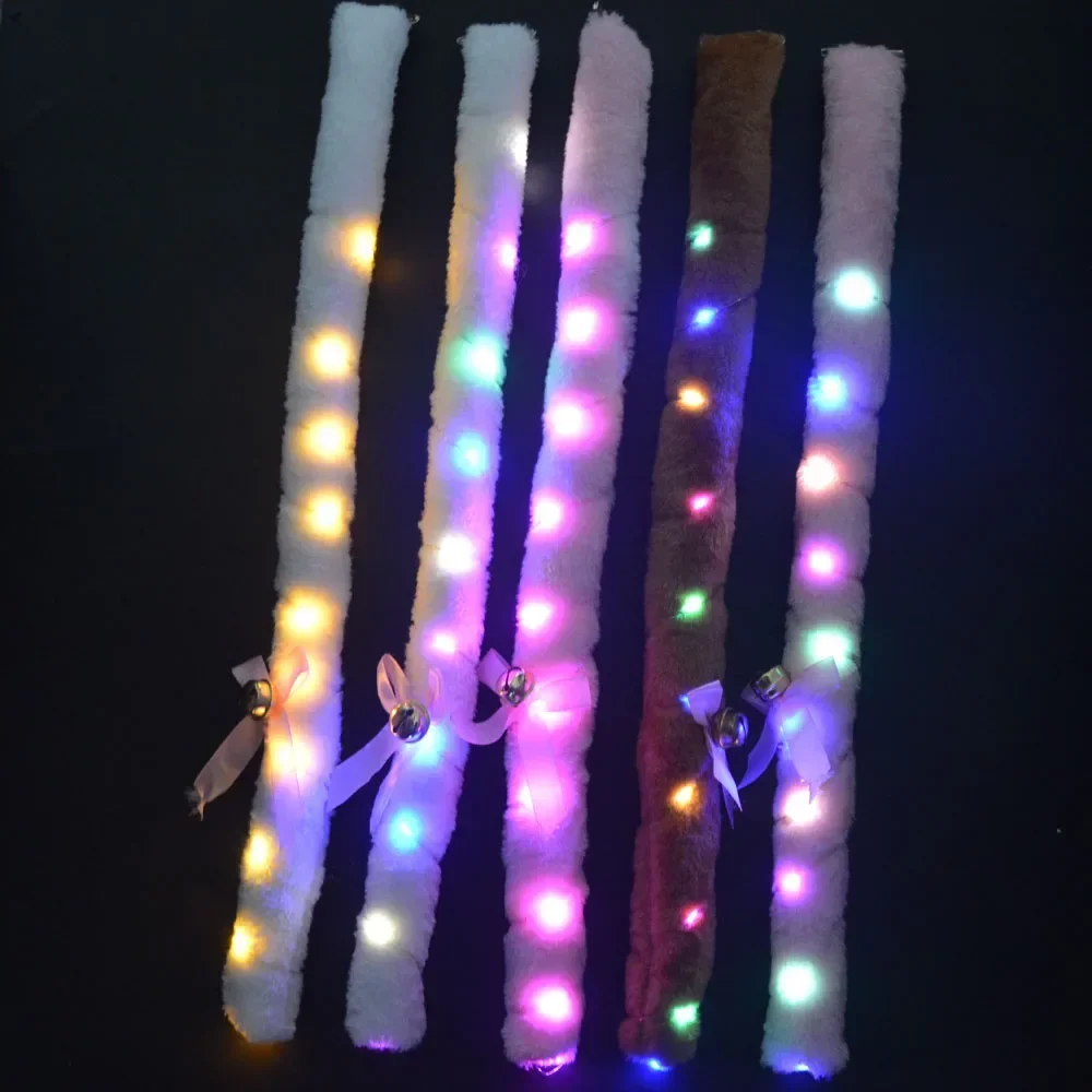 

50cm Luminous Light up Animal Tail Fox Cat Tails Costume Props Role Play Black White Glow Wedding Festival